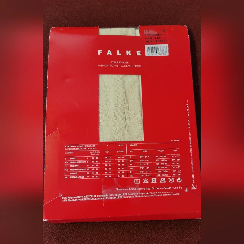 FALKE Floral Net Tights Collant Mode Champagne Color New
